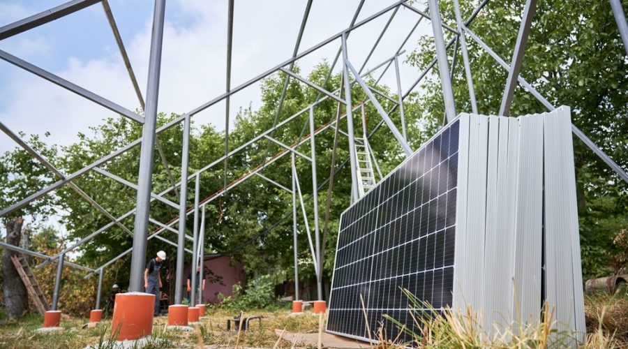 Metal,Supporting,Structures,,Solar,Modules,For,Generating,Electricity,Through,Photovoltaic